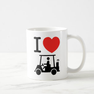 Taza De Café I carro de golf del corazón (amor)