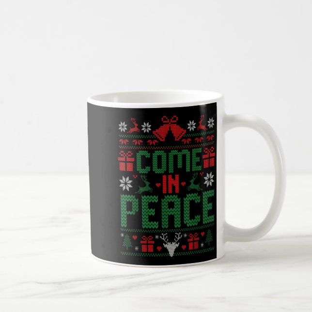 Taza De Café I Come In Peace Couple Matching Ugly Christmas Swe (Derecha)