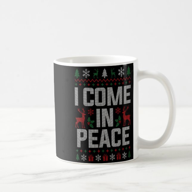Taza De Café I Come In Peace Couple Matching Ugly Christmas Swe (Derecha)