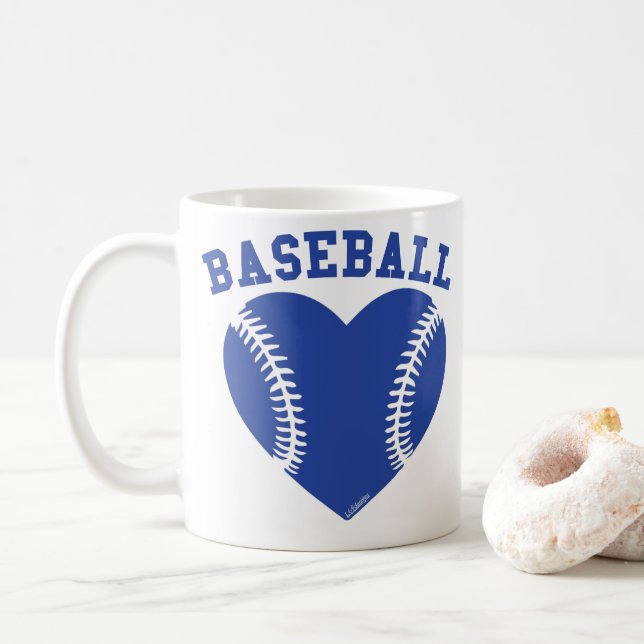 TAZA DE CAFÉ I CORAZÓN BÉISBOL (Con donut)