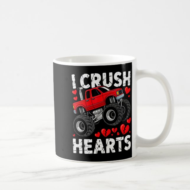 Taza De Café I Crush Hearts Valentine Monster Truck Boys Toddle (Derecha)