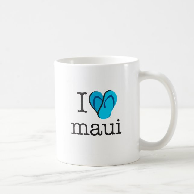 Taza De Café I flips-flopes de Maui del corazón (Derecha)