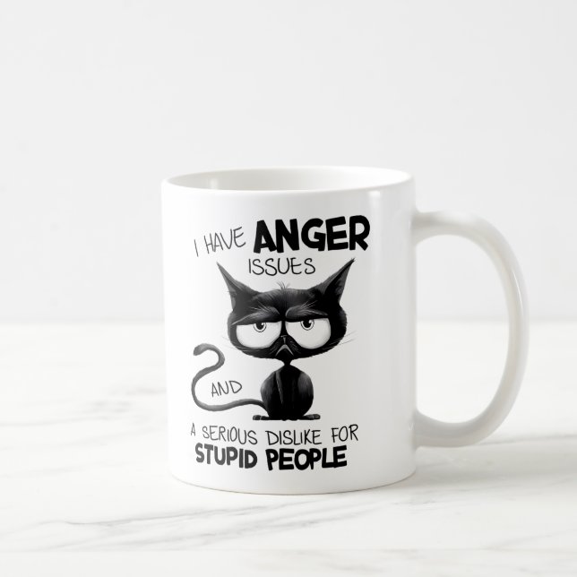 Taza De Café I Have Anger Issues Funny Cat Lover Gift  (Derecha)