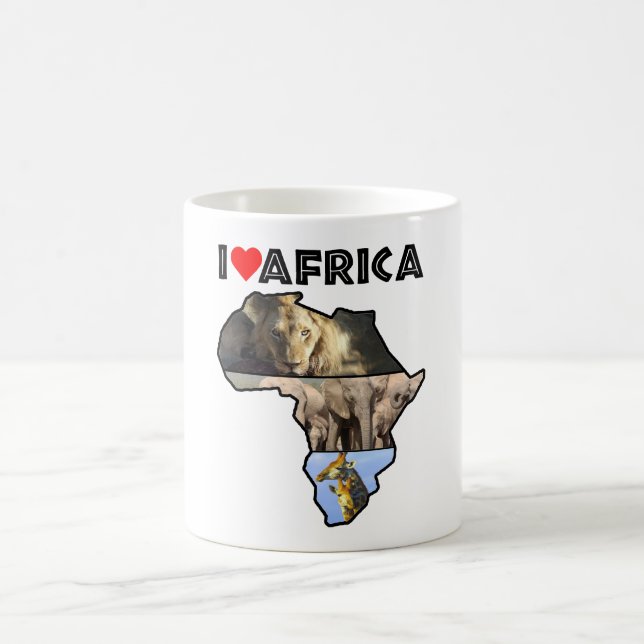 Taza De Café I Heart Africa Map Africa Wildlife Collage (Centro)