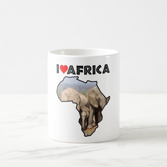 Taza De Café I Heart Africa Map Africa Wildlife Elephant Social (Centro)