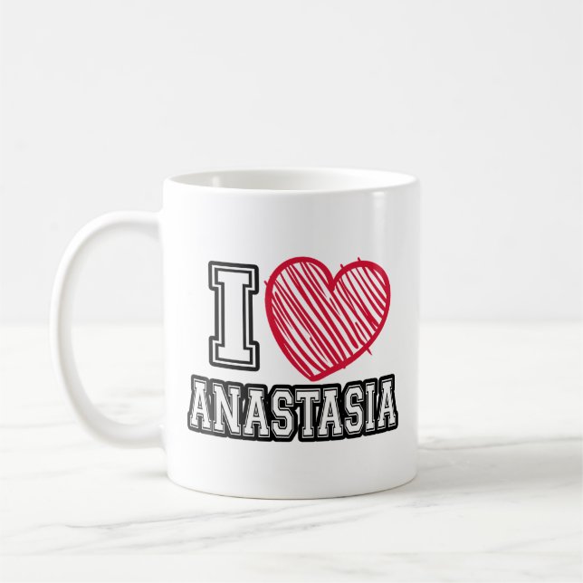 Taza De Café I Heart Anastasia First Name I Love Anastasia Pers (Izquierda)