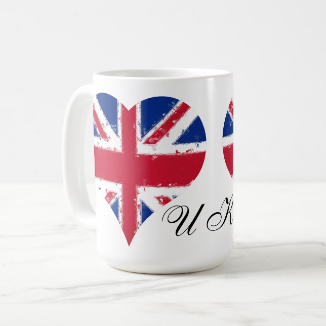 Taza De Café I Heart England Reino Unido Bandera británica (Anverso izquierdo)