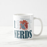 Taza De Café I Heart NERDS<br><div class="desc">¿Te debilitas de rodillas por los físicos cuánticos? ¿El uso de la nomenclatura binomial te hace subir las tingles en la columna vertebral?...  Yo tampoco,  ¡pero amo las NERDS! Un original de ropa 220. com</div>