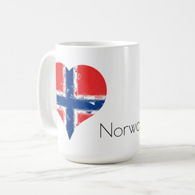 Taza De Café I Heart Noruega Bandera (Anverso izquierdo)