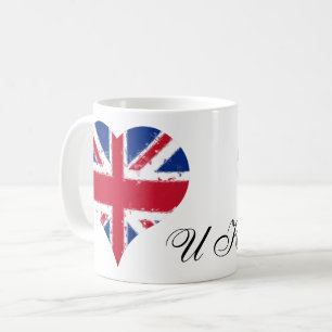 Taza De Café I Heart UK England Bandera británica