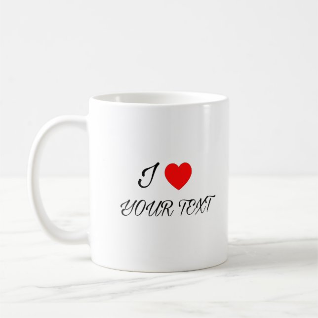 Taza De Café I heart your text Mug (Izquierda)