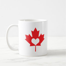 Taza De Café I hoja de arce de Canadá del corazón