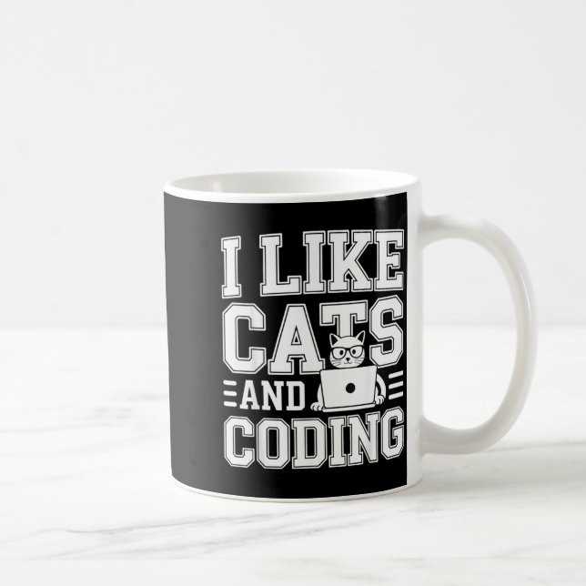 Taza De Café I Like Cats And Coding Programmer On Tech _-  (Derecha)