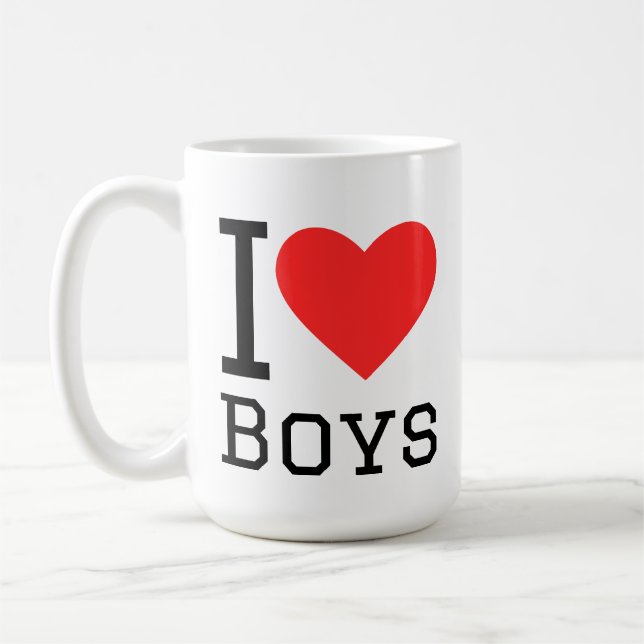 Taza De Café I love boys square sticker (Izquierda)