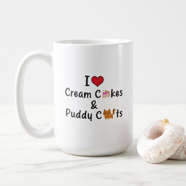 Taza De Café I Love Cream Cakes & Puddy Cats (Con donut)