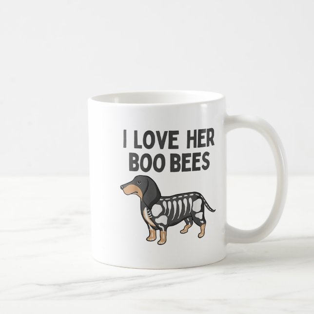 Taza De Café I Love Her Boo Bees Funny Halloween Dachshund Ween (Derecha)