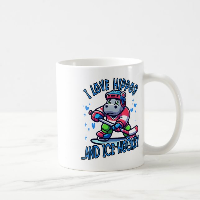 Taza De Café I Love Hippos And Ice Hockey Funny Ice Hockey Play (Derecha)