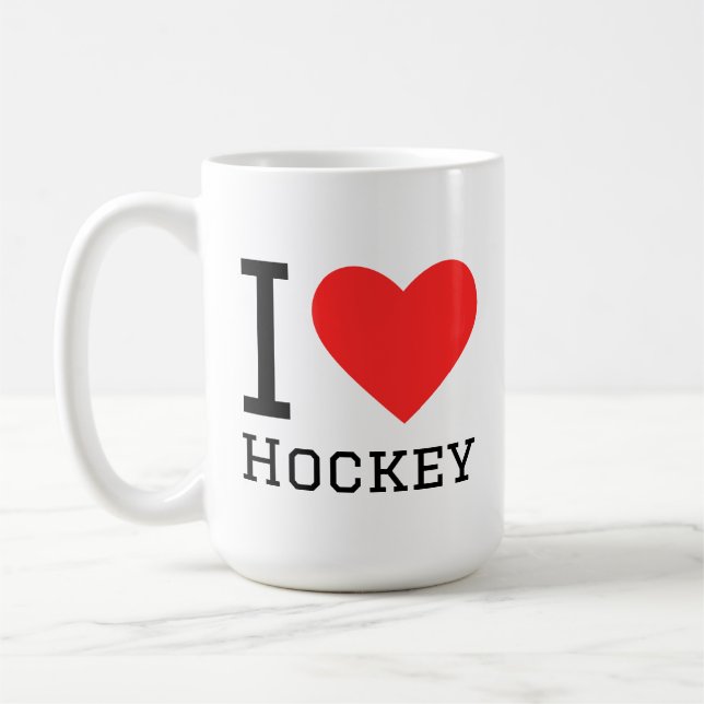 Taza De Café I love hockey square sticker (Izquierda)