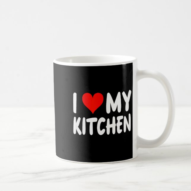 Taza De Café I Love Kitchen - Heart - Funny Cute Cook Remodel C (Derecha)