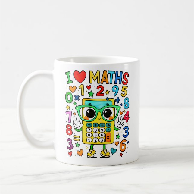 Taza De Café I Love Maths Cute Calculator Mug for Kids (Izquierda)