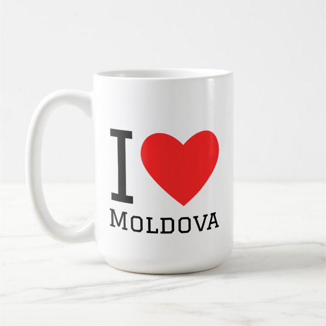 Taza De Café I love moldova square sticker (Izquierda)
