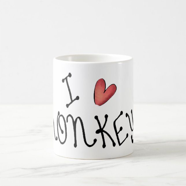 Taza De Café I Love Monkeys Cute Handwritten Typography (Subido por el creador)