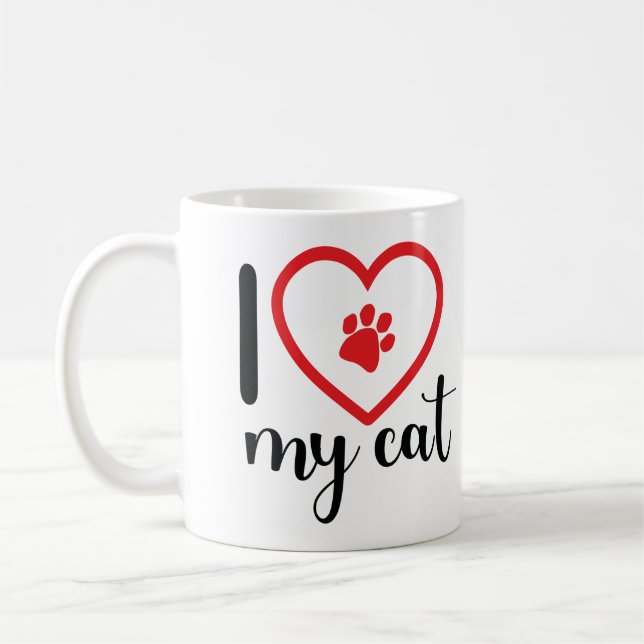 Taza De Café I LOVE MY CAT Mug Cup (Izquierda)
