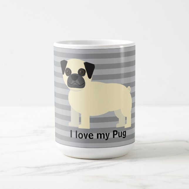 Taza De Café I love my Pug Gray Lined (Centro)