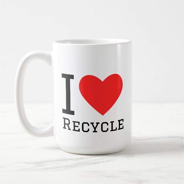 Taza De Café I love recycle square sticker (Izquierda)