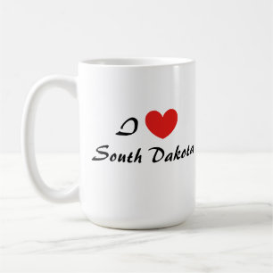 Taza De Café I Love South Dakota Heart Typography Coffee Mug