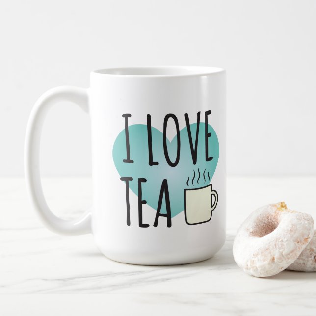Taza De Café I Love Tea (15 oz) Coffee Mug (Con donut)