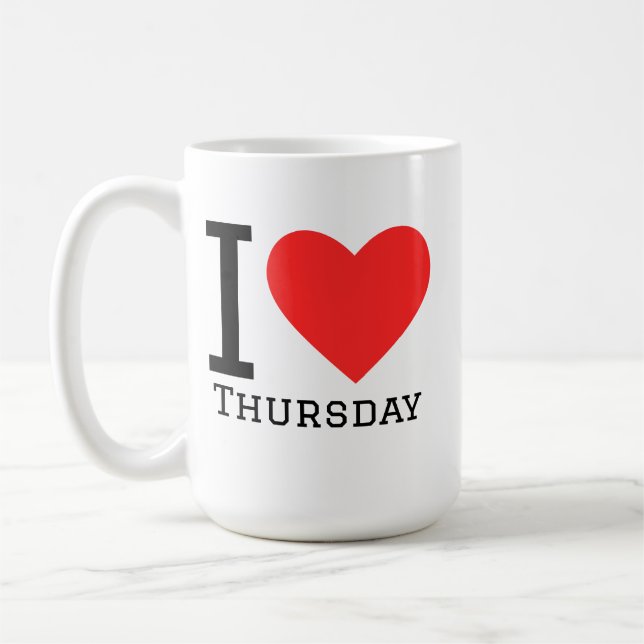 Taza De Café I love Thursday  Square Sticker (Izquierda)