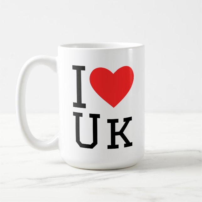 Taza De Café I love uk square sticker (Izquierda)