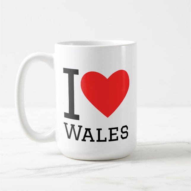 Taza De Café I love wales square sticker (Izquierda)