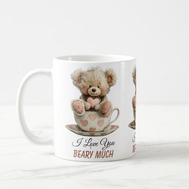 Taza De Café I Love You Beary Much In Cup Postcard (Izquierda)