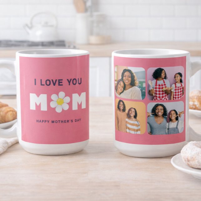 Taza De Café I Love You, Mom Daisy Heart Mother’s Day Photo (Subido por el creador)