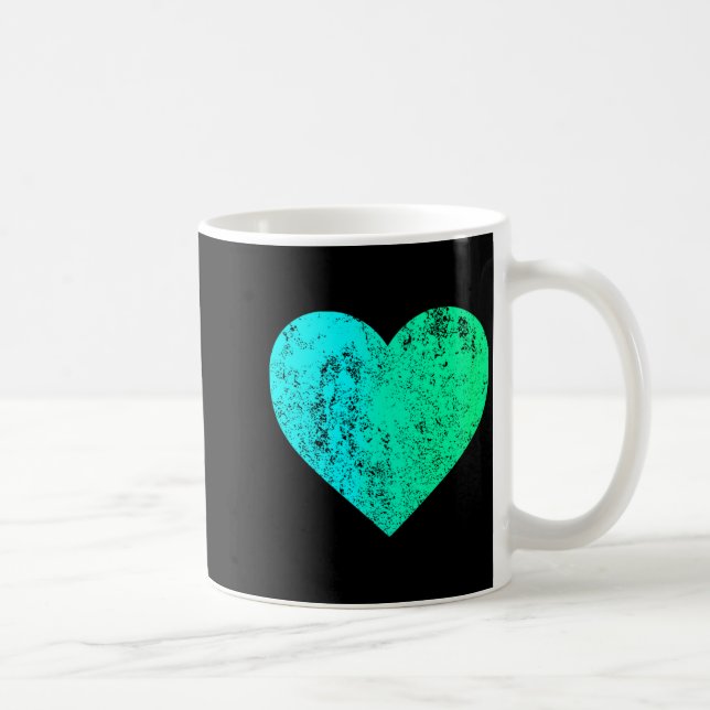 Taza De Café I Love You Teal Heart Distressed Valentines Day  (Derecha)
