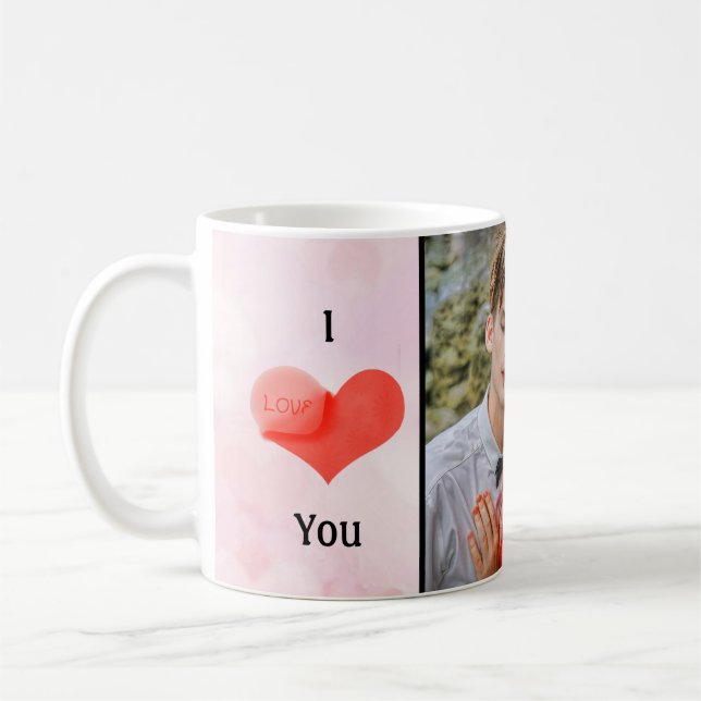 Taza De Café I Love You with Personal Photo (Izquierda)