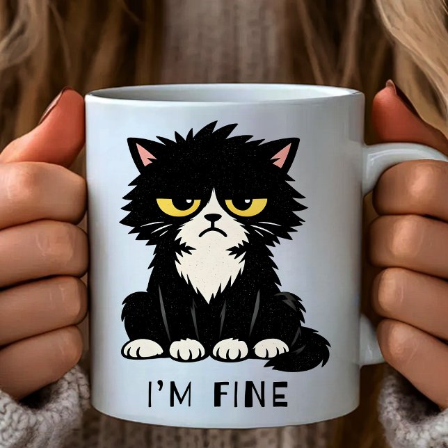 Taza De Café I’m Fine - Funny cat mug (Subido por el creador)