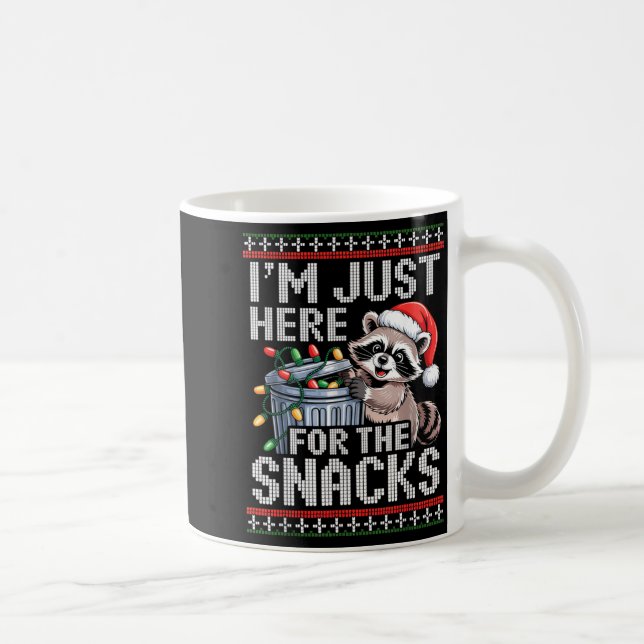 Taza De Café I’m Just Here For The Snacks Raccoon Christmas Ugl (Derecha)