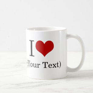 Taza De Café I plantilla del corazón (añada su propio texto d