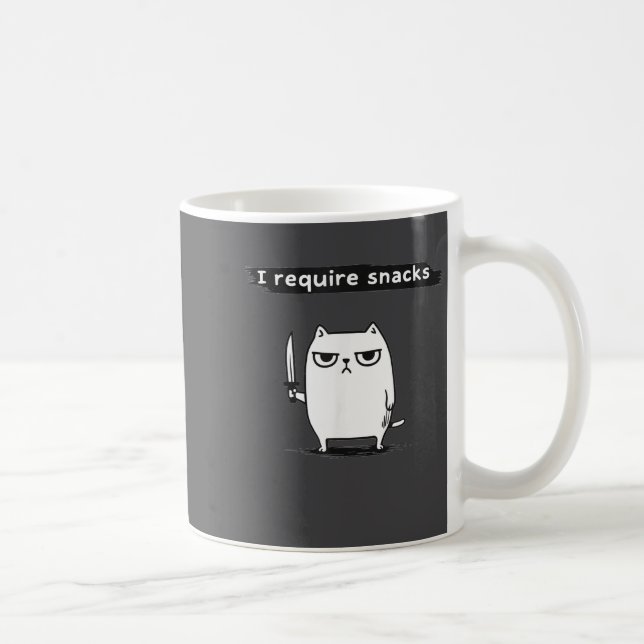 Taza De Café I Require Snacks Angry Cat Funny Meme  (Derecha)