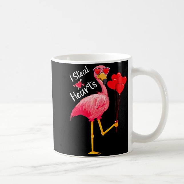 Taza De Café I Steal Hearts Funny Flamingo Lover Valentine's Da (Derecha)