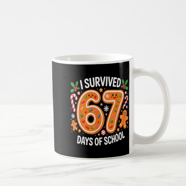 Taza De Café I Survived 67 Days Of School Christmas Candy Cane  (Derecha)