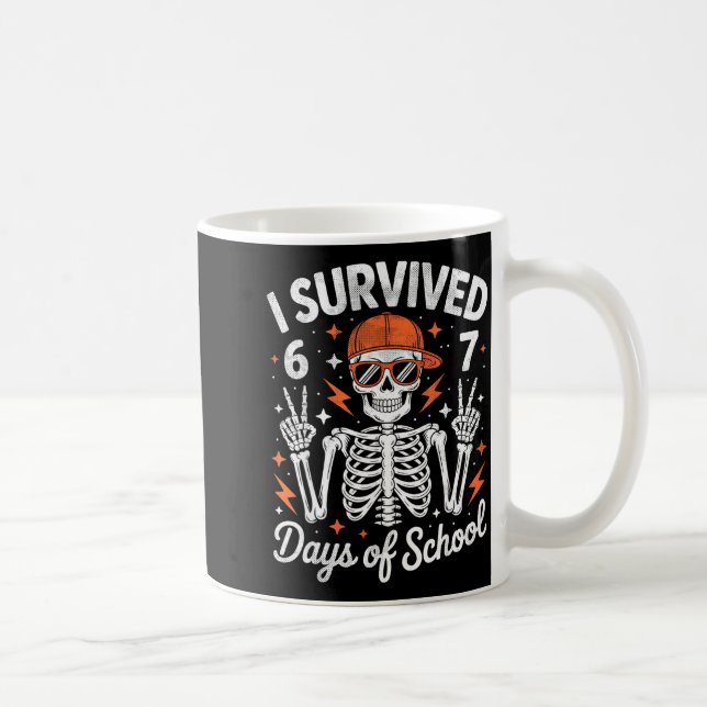 Taza De Café I Survived 67 Days Of School Skeleton Six Seven 6- (Derecha)
