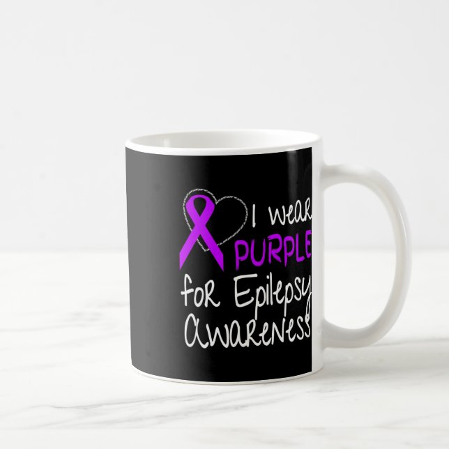 Taza De Café I Wear Purple For Epilepsy Awareness Ribbon  (Derecha)