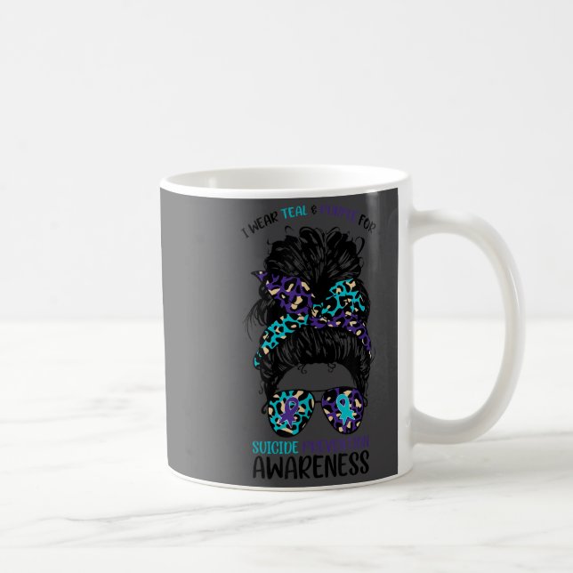 Taza De Café I Wear Teal &amp; Purple For Suicide Prevention Aw (Derecha)