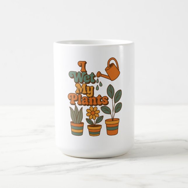 Taza De Café I Wet My Plants – Retro 70s Stripes (Centro)