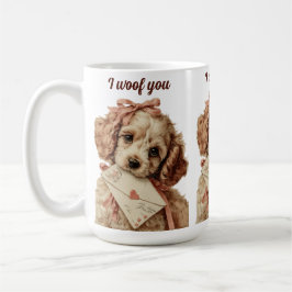 Taza De Café I woof you Vintage Pup Valentine's Day