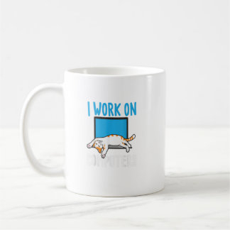 Taza De Café I Work On Computers Funny Cat Lover Kitten Kitty 